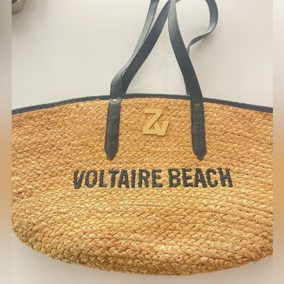 Zadig & Voltaire Initiale Woven Jute Tote FLAWED - Picture 3 of 14